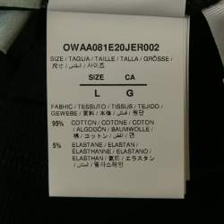 Pre Owned توب أَوْف وايت مضلع أسود بطبعة "أُوف" مَقصُوص مقاس كبير - لارج