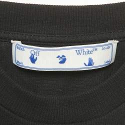 Pre Owned توب أَوْف وايت مضلع أسود بطبعة "أُوف" مَقصُوص مقاس كبير - لارج