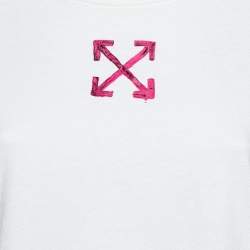 Off-White White/Pink Arrow Print Jersey Crewneck T-Shirt M 