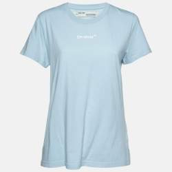 Off-White Blue Printed Jersey Crewneck T-Shirt M