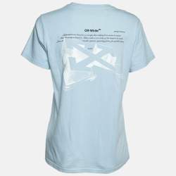 Off-White Blue Printed Jersey Crewneck T-Shirt M