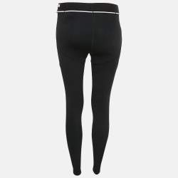 Pre Owned Off-White Black Print Stretch Knit Active Leggings S/M