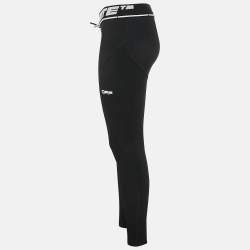 Pre Owned Off-White Black Print Stretch Knit Active Leggings S/M