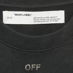Pre Owned Off-White Black Logo Crystal Embellished Cotton Crew Neck Sweatshirt S