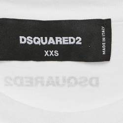 Pre Owned Off-White White Printed Cotton Twisted Renny Fit T-Shirt XXS