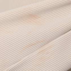 Off-White Cream Rib Knit Cut Out Sleeve Ruffle Detail Dress M