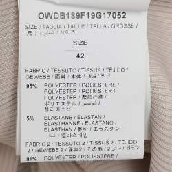 Off-White Cream Rib Knit Cut Out Sleeve Ruffle Detail Dress M