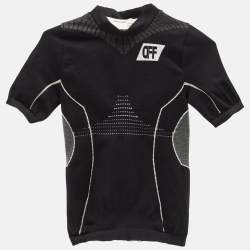 Off-White Black Jersey High Neck Athletic T-Shirt S