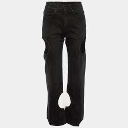 Off-White Black Denim Cutout Detail Jeans S