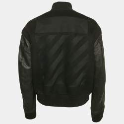 Off-White Black Wool and Leather Bomber Jacket M