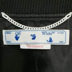 Off-White Black Wool and Leather Bomber Jacket M