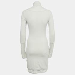 Off-White Grey Off Print Jersey Turtle Neck Bodycon Dress M