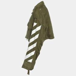 Off-White Olive Green Linen Diag M65 Cropped Jacket S