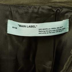Off-White Olive Green Linen Diag M65 Cropped Jacket S
