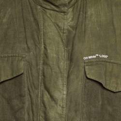 Off-White Olive Green Linen Diag M65 Cropped Jacket S