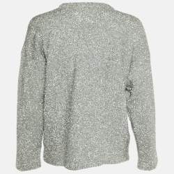 Pre Owned Off-White Silver Logo Fleece Knit Crew Neck Jumper S