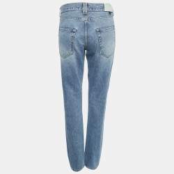 Off-White Blue Denim Distressed Slim Fit Jeans L Waist 32"