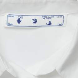 Off-White White Embroidered Cotton Pleated Mini Shirt Dress XS