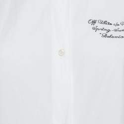 Off-White White Embroidered Cotton Pleated Mini Shirt Dress XS
