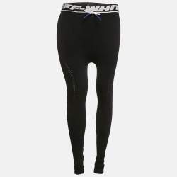 Off-White Black Jersey Drawstring Active Leggings L