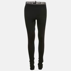 Off-White Black Logo Waistband Jersey Active Leggings L
