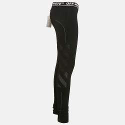 Off-White Black Logo Waistband Jersey Active Leggings L
