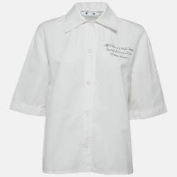 Off-White White Embroidered Cotton Short Sleeves Shirt S