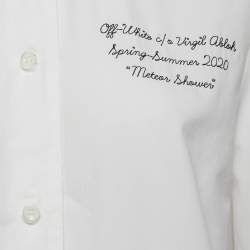 Off-White White Embroidered Cotton Short Sleeves Shirt S