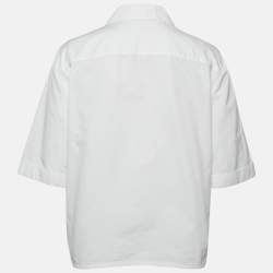 Off-White White Embroidered Cotton Short Sleeves Shirt S