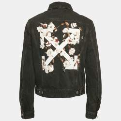 Off-White Black Embroidered Denim Button Front Jacket S