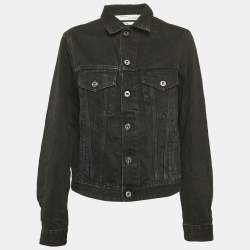 Off-White Black Embroidered Denim Button Front Jacket S