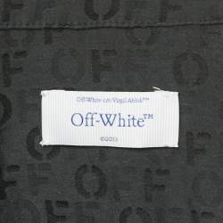 Pre Owned Off-White Black Logo Jacquard Cotton & Silk Asymmetric Shirt Dress M