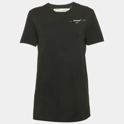 Off-White Black Leaf Embossed Jersey Crewneck T-Shirt M 