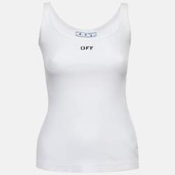 Pre Owned Off-White White Off Print Cotton Tank Top S 