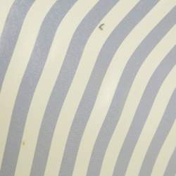 Pre Owned Off-White Blue/White Striped Satin Rose Applique Robe S