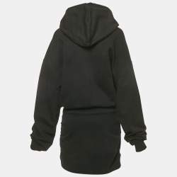 Pre Owned Off-White Black Cotton Knit Hooded Mini Dress M