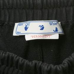 Pre Owned Off-White Black Logo Embroidered Cotton Sweatpants M