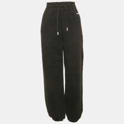 Pre Owned Off-White Black Logo Embroidered Cotton Sweatpants M