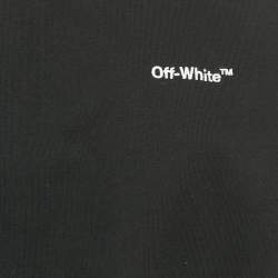 Pre Owned Off-White Black Logo Embroidered Cotton Crop Sweatshirt M