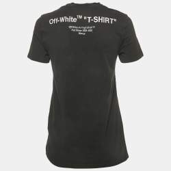 Pre Owned Off-White Black Logo Embroidered Jersey Crew Neck T-Shirt XS