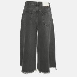 Pre Owned Off-White Black Faded Denim Culottes Jeans M Waist 29"