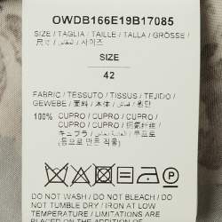 Pre Owned Off-White Green Floral Print Satin Flounced Slip Dress M