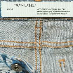 مملوكة مسبقًا Off-White Blue Printed Denim Tapestry Skinny Jeans S Waist 26"