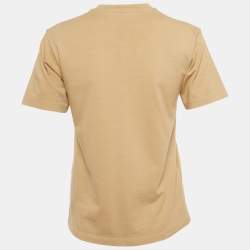 مملوكة مسبقًا Off-White Brown Logo Embroidered Cotton T-Shirt S 