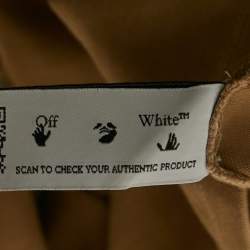 مملوكة مسبقًا Off-White Brown Logo Embroidered Cotton T-Shirt S 
