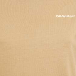 مملوكة مسبقًا Off-White Brown Logo Embroidered Cotton T-Shirt S 