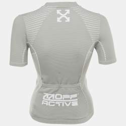 Pre Owned Off-White Grey Logo Jersey Active T-shirt S/M