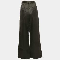Pre Owned Off-White Black Glossy Raw Edge Wide Leg Trousers XS