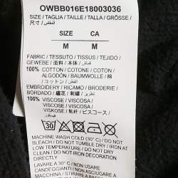 Pre Owned Off-White White Logo Embroidered Cotton Hoodie M