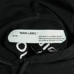 Pre Owned Off-White White Logo Embroidered Cotton Hoodie M